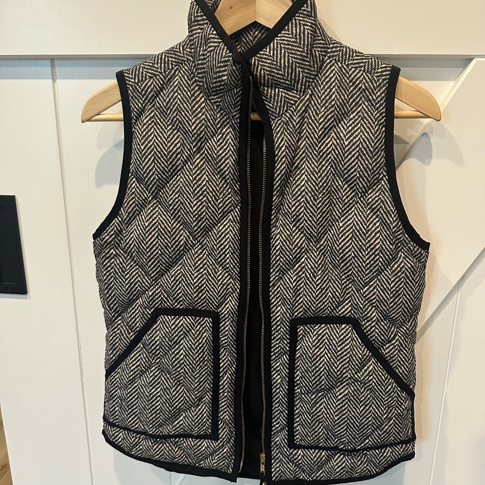 J. Crew Black and White Herringbone Vest